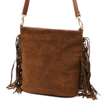 Vera Pelle damska listonoszka skóra naturalna zamszowa torebka z frędzlami