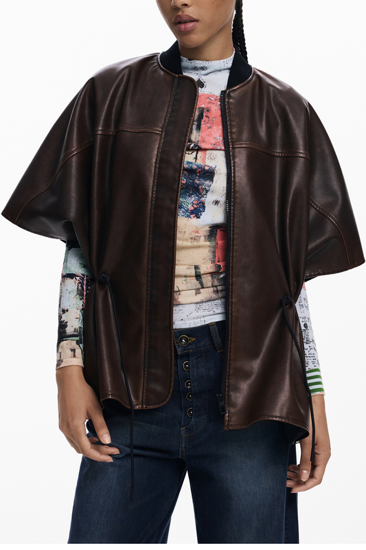 Brązowe ponczo damskie Desigual