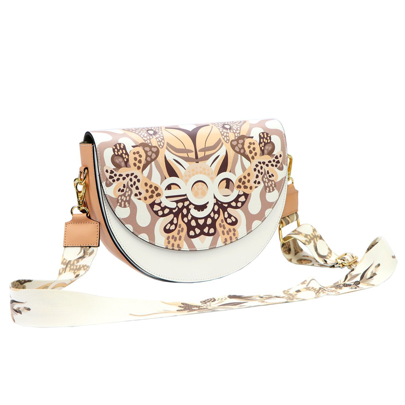 Damska listonoszka skórzana kwiatowy motyw od EGO