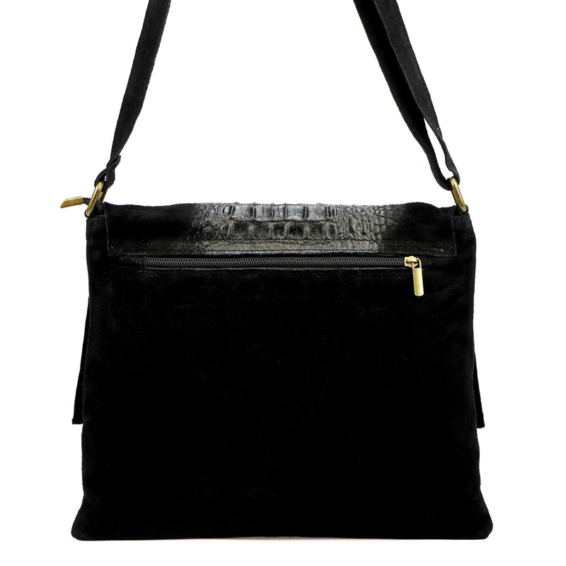 Vera Pelle damska listonoszka skórzana torebka na ramię skóra krokodyla