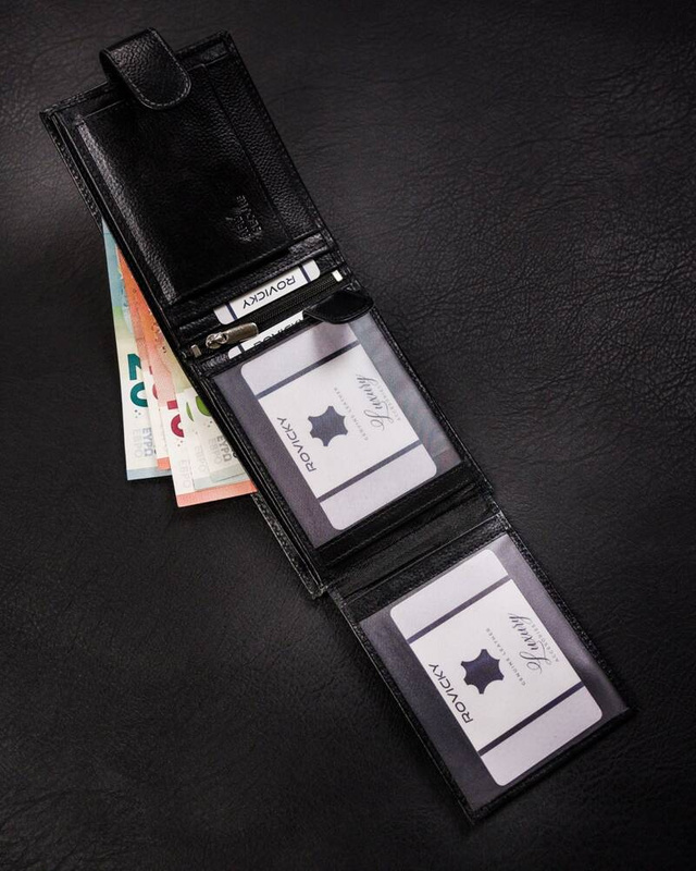 Skórzany męski portfel na zatrzask Rovicky z RFID
