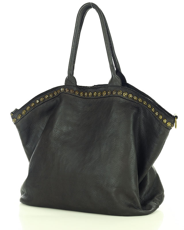 Duża torebka skórzana oversize style shopper bag - MARCO MAZZINI czarny