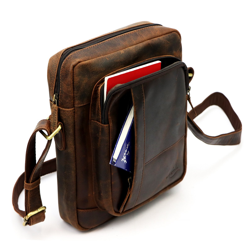 Andreas męska torba na ramię skóra naturalna saszetka przez ramię kieszenie