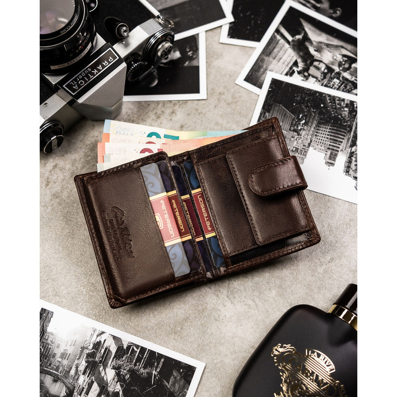 Skórzany męski portfel Peterson PTN RM-12L-BUF