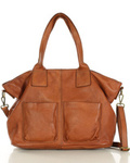 Torebka skórzana shopper bag - MARCO MAZZINI camel