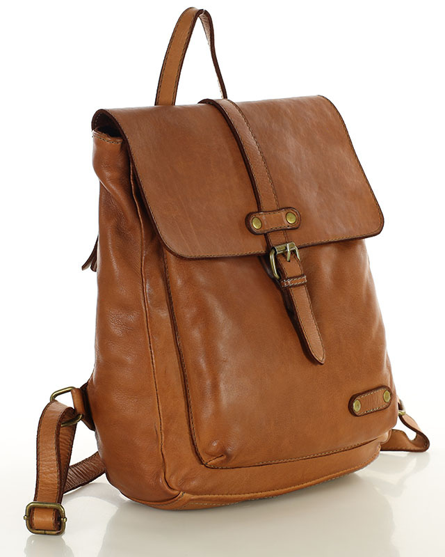 MARCO Miejski plecak skórzany w stylu old look handmade leather brąz camel