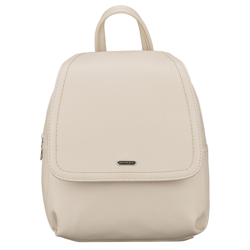 Miejski plecak damski ze skóry ekologicznej w jasnobeżowym kolorze - Rovicky