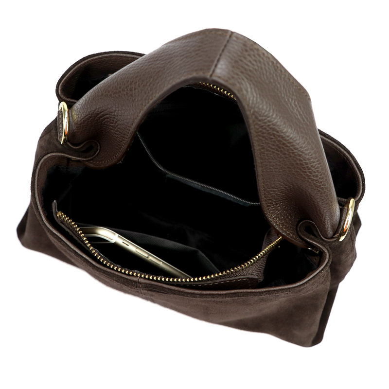 Stylowa Zamszowa damska listonoszka torebka z dopinanym paskiem od Luka