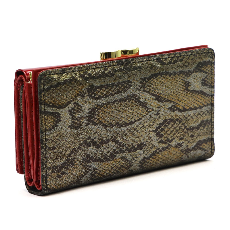 Klasyczny Skórzany damski portfel ze wzorem węża