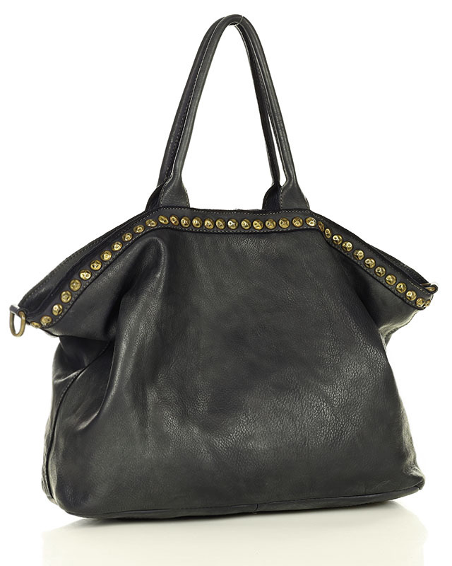 Duża torebka skórzana oversize style shopper bag - MARCO MAZZINI czarny