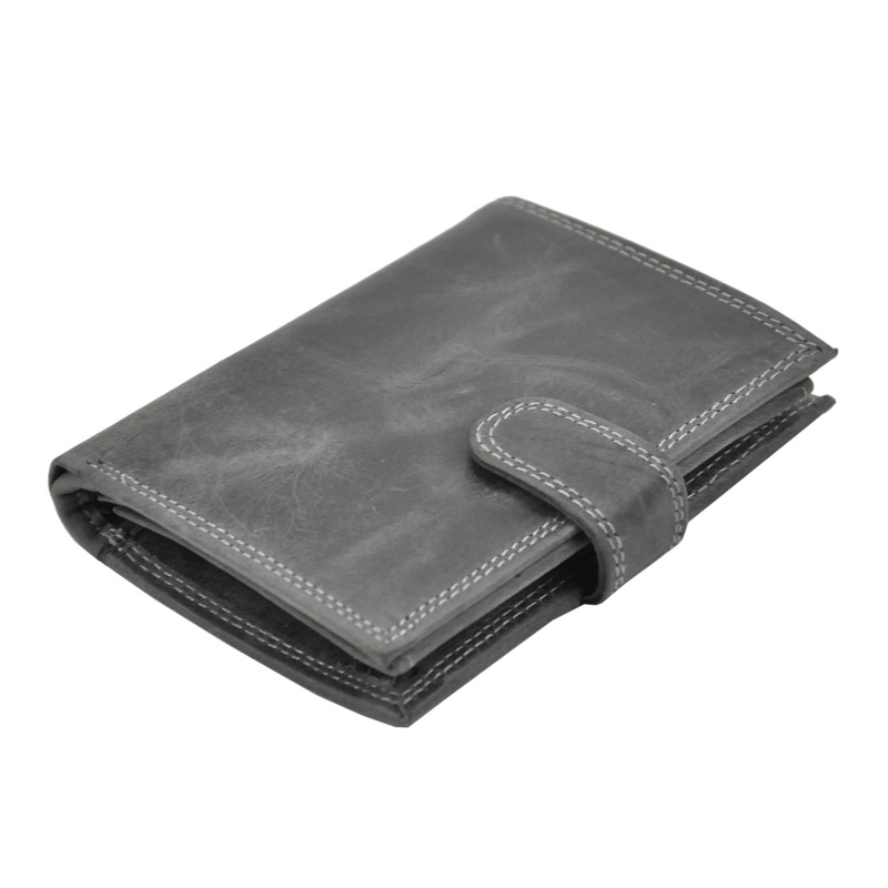 Wild męski portfel skóra naturalna pionowy duży zatrzask ochrona RFID