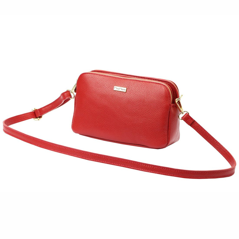 MiaMore Listonoszka Damska Skóra Naturalna Torebka Na Ramię 3 Komory