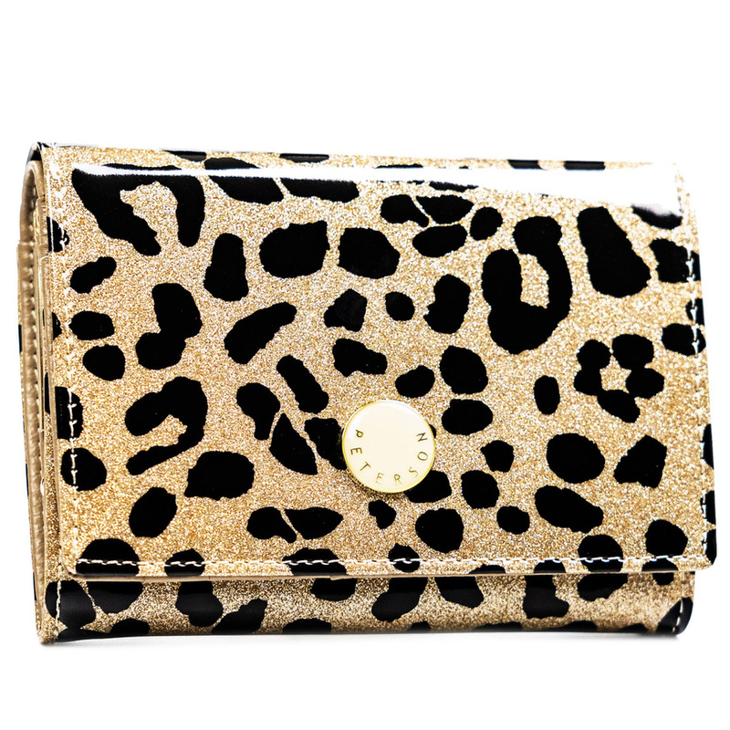 Portfel damski ze skóry ekologicznej i naturalnej w złotym kolorze w cętki - Peterson