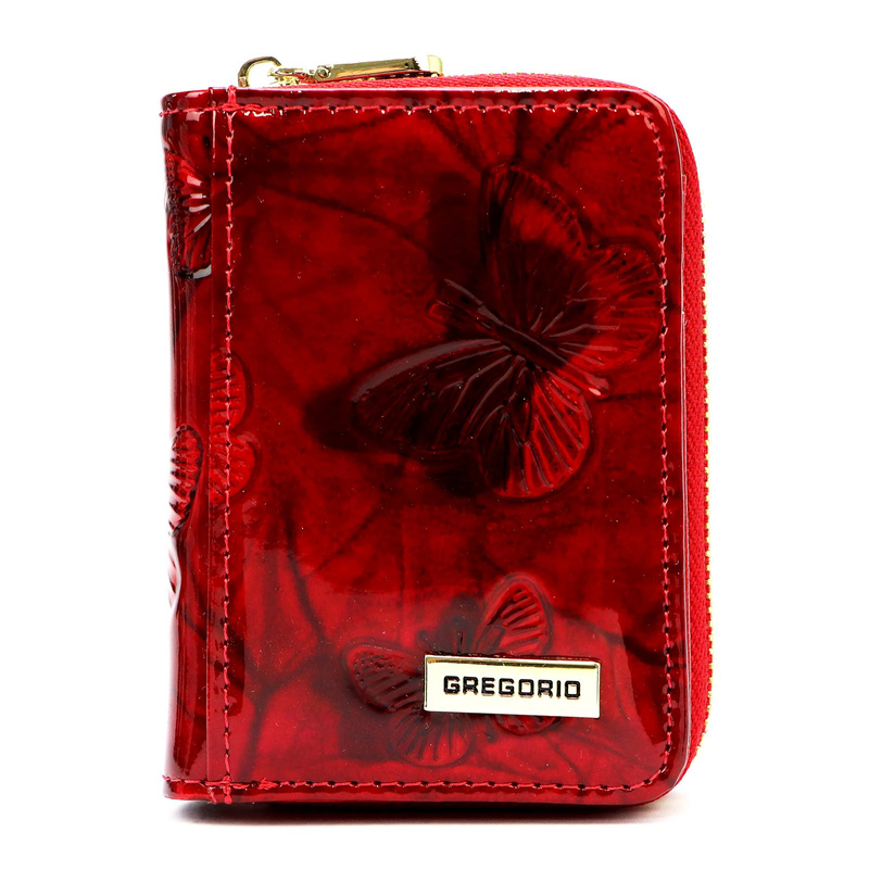 Zapinana Lakierowana zgrabna damska portmonetka w motyle Gregorio