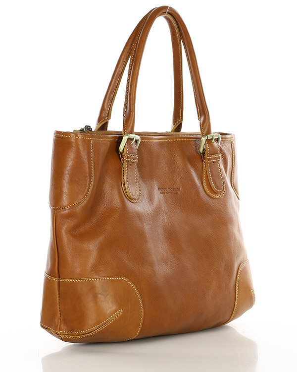 Torebka do ręki kuferek genuine leather made in Italy - MARCO MAZZINI camelowa