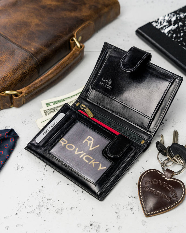 Skórzany męski portfel Rovicky N62L-RVTP RFID