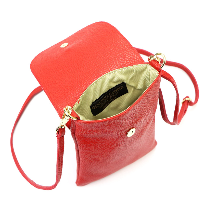 Mała damska listonoszka skórzane etui na telefon z paskiem Gregorio