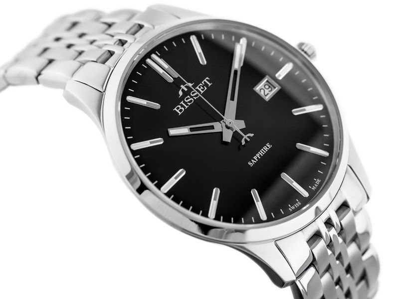 ZEGAREK MĘSKI BISSET BSDF383 (zb094b) - SZAFIROWE SZKŁO