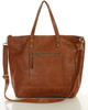 Torebka skórzana brązowa camelowa duża typu shopper - MARCO MAZZINI