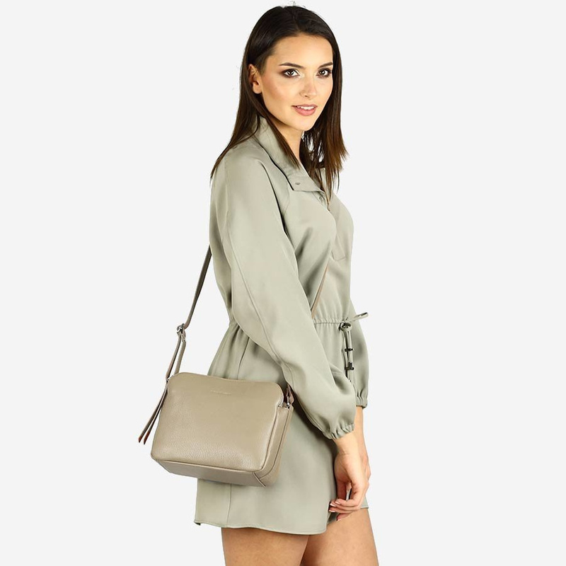 Torebka skórzana crossbody listonoszka dwie komory - MARCO MAZZINI beż cappuccino