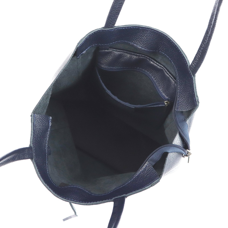 MiaMore Skórzana damska shopperbag duża torabka na ramię z kieszenią