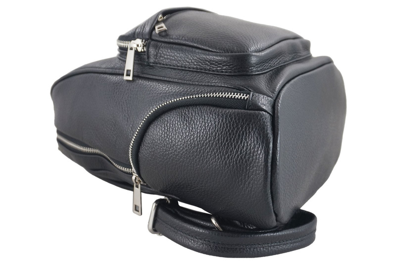 Plecak skórzany damski CASUAL - Granatowy