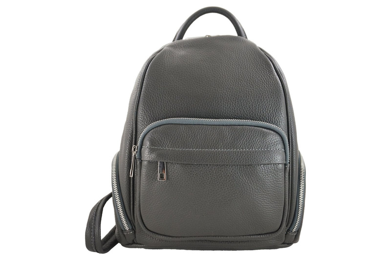 Plecak skórzany damski CASUAL - Szary ciemny