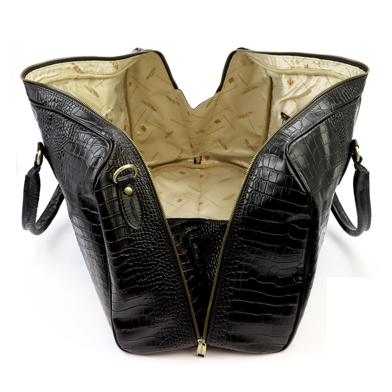 Gregorio Podróżna duża torba skórzana weekendowa dopinany pasek kieszenie