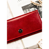 Elegancki, skórzany portfel damski w czerwonym kolorze zamykany na zatrzask - Peterson