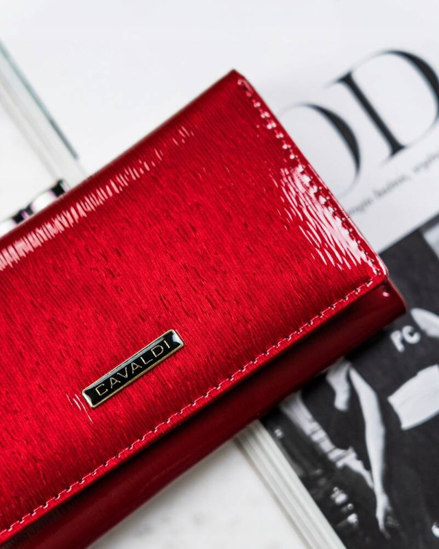 4U Cavaldi Lakierowany Duży portfel damski ze skóry naturalnej portmonetka
