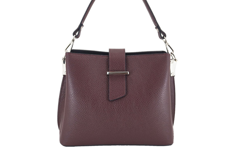 Modny kuferek skórzany damski włoski- Czarny