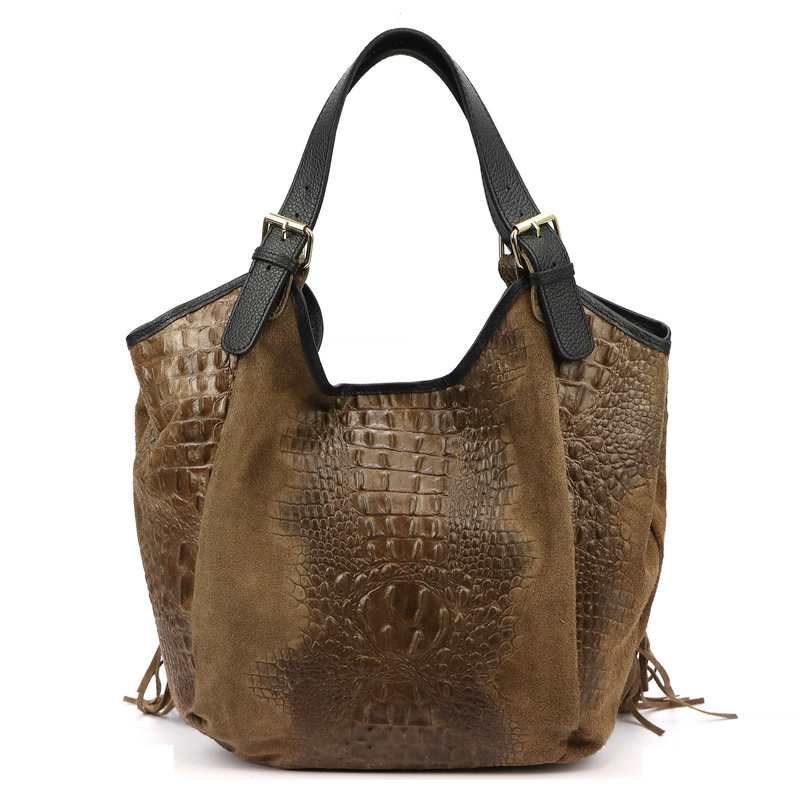 Vera Pelle damska shopperbag skórzana skóra krokodyla torebka na ramię