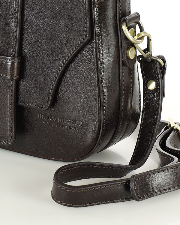 Torebka skórzana crossbody bag MAZZINI VERONA - brąz caffe