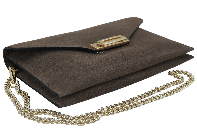 Stylowa kopertówka zamszowa Barberinis - Beżowa ciemna