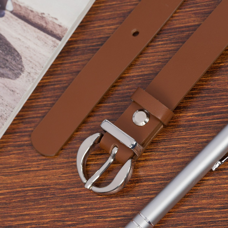 Skórzany pasek damski do spodni sukienki brązowa skóra nat 1,8 cm Beltimore O21 : Kolory - brązowy, beżowy, Rozmiar pasków - r.110-125 cm