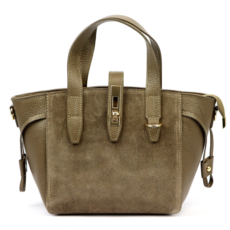 Luka Skórzany damski kuferek torebka do ręki z dopinanym paskiem elegancki