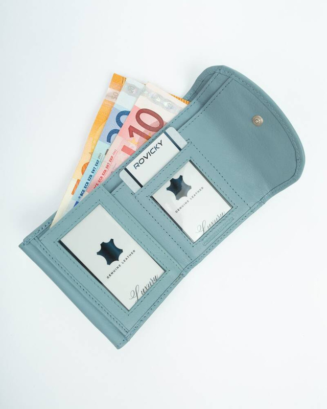 Rovicky mała portmonetka skóra naturalna zgrabny portfel damski mały