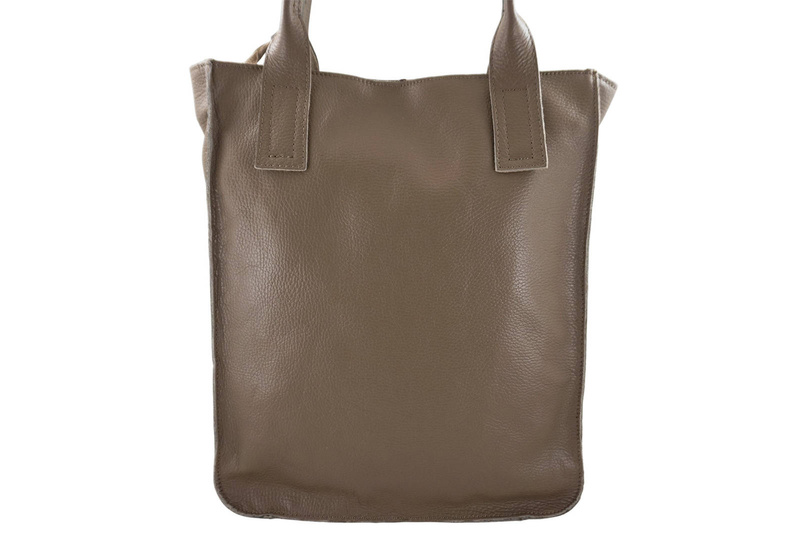 Torba shopper bag do pracy - Beżowa ciemna