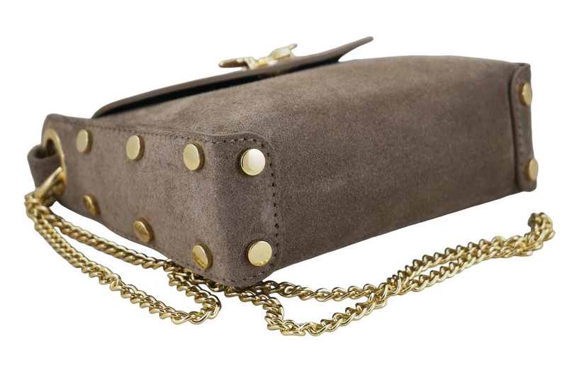 Zamszowa torebka wizytowa - Beżowa