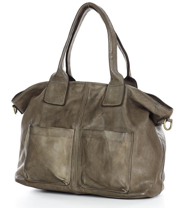 Torebka skórzana shopper bag - MARCO MAZZINI beż taupe