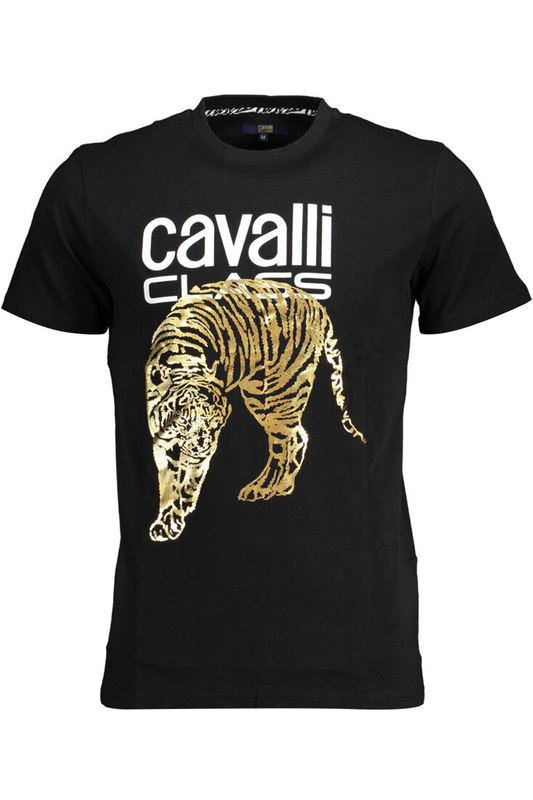 T-SHIRT MĘSKI Z KRÓTKIM RĘKAWEM KLASY CAVALLI CZARNA