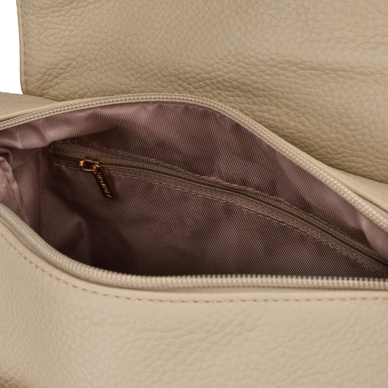 Pojemna, beżowa torebka damska na ramię z kieszeniami - Rovicky