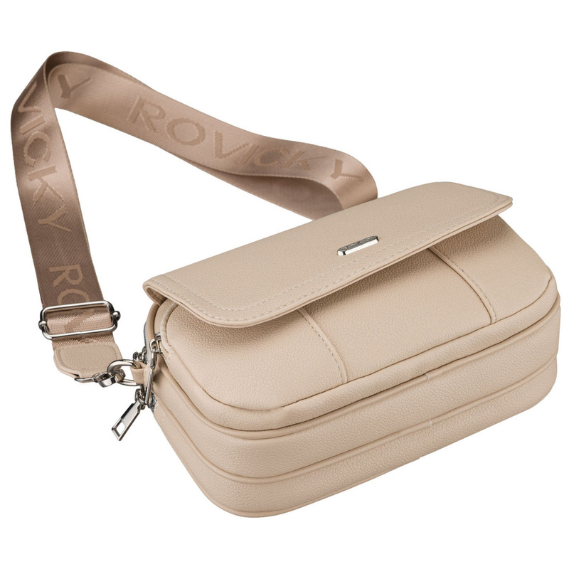 Listonoszka damska ze skóry ekologicznej w beżowym kolorze - Rovicky