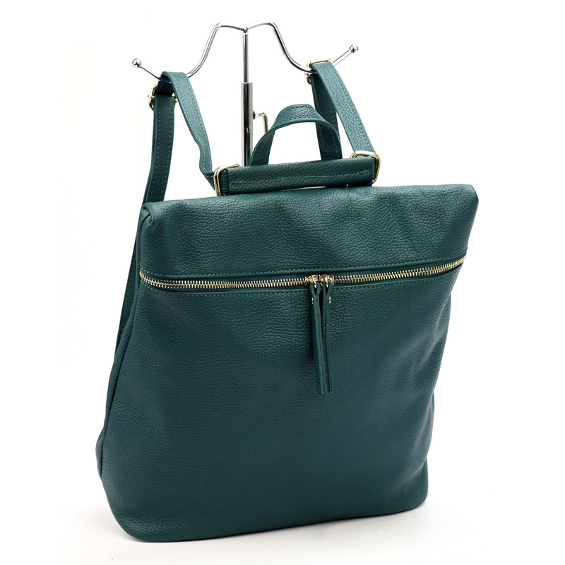 Vera Pelle Damski plecak z prawdziwej skóry duży z kieszeniami miejski