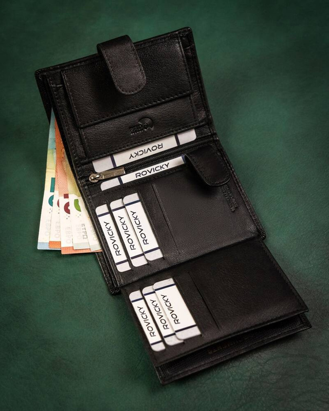 Klasyczny skórzany portfel męski Rovicky z RFID