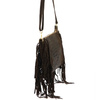 Vera Pelle skórzana damska listonoszka torebka przez ramię z frędzlami
