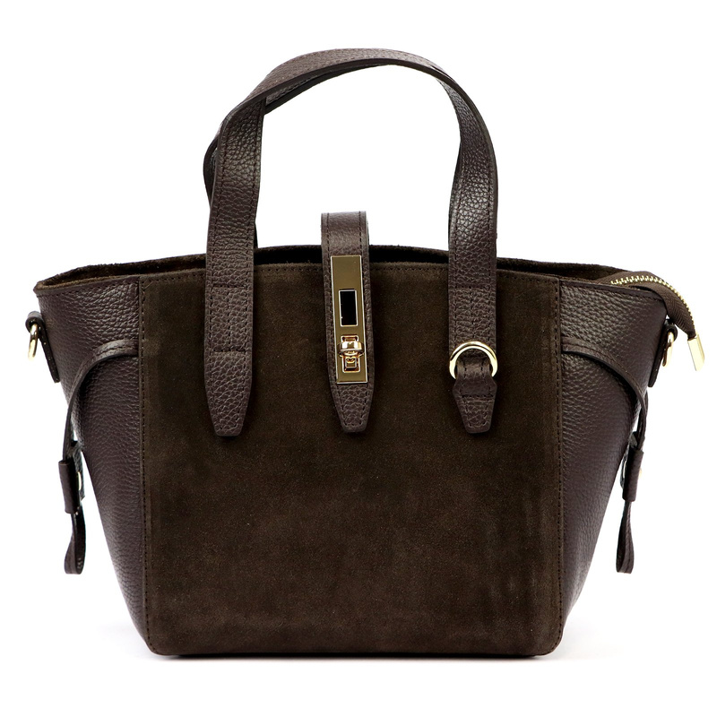 Luka Skórzany damski kuferek torebka do ręki z dopinanym paskiem elegancki