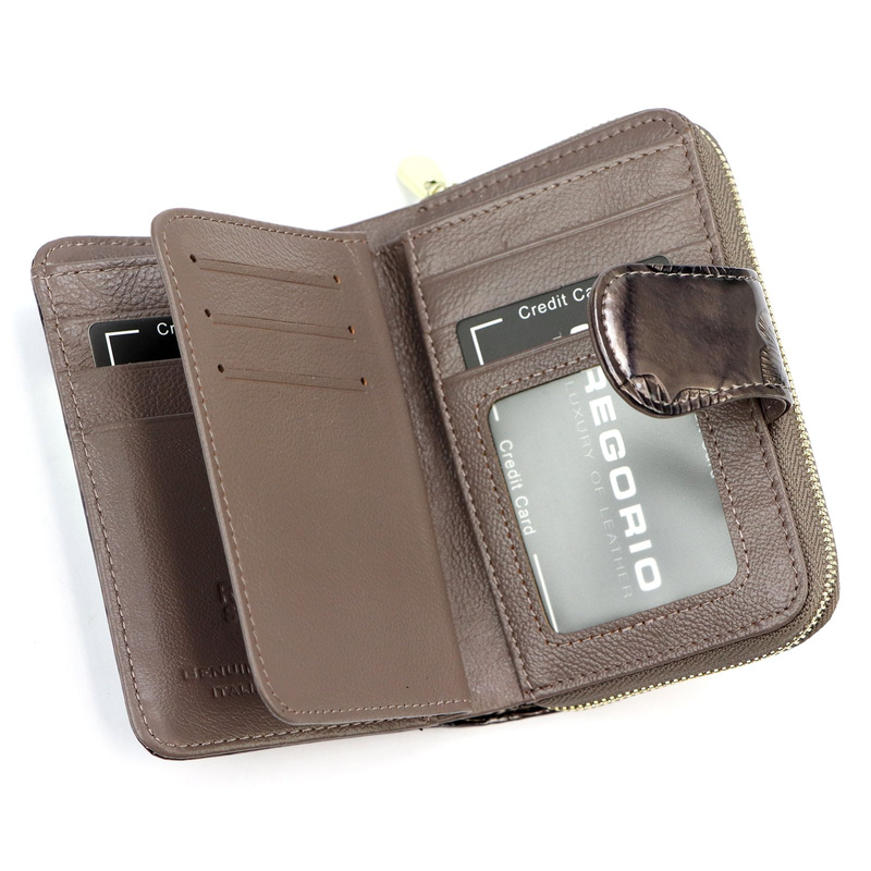 Gregorio portfel damski skóra naturalna lakierowana pionowa portmonetka