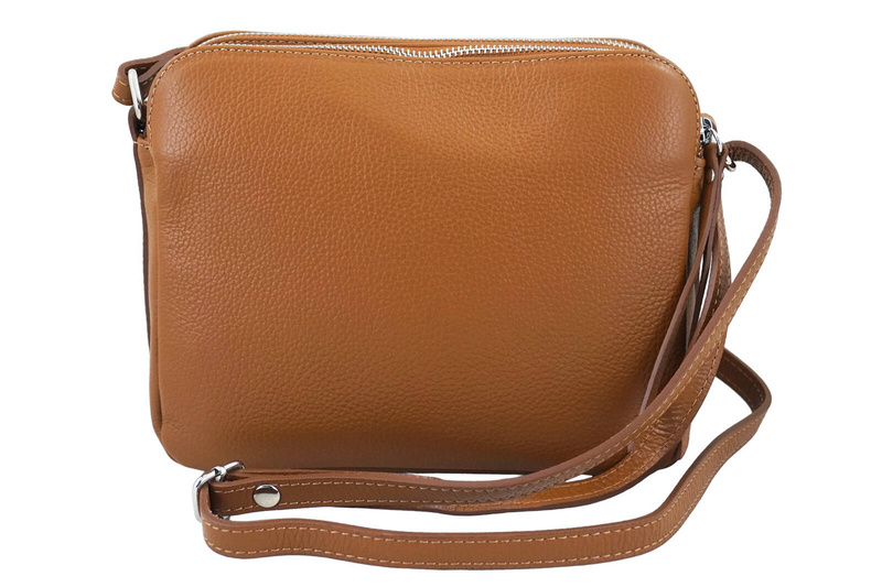 Torebka skórzana damska włoska - Brązowa jasna