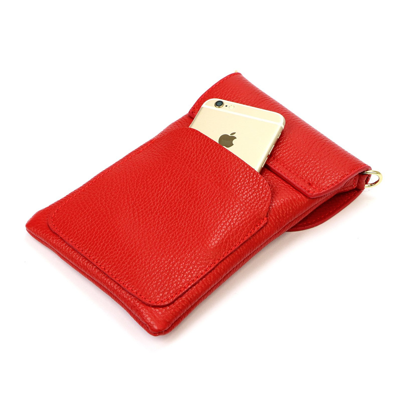 Mała damska listonoszka skórzane etui na telefon z paskiem Gregorio